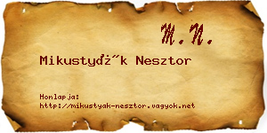 Mikustyák Nesztor névjegykártya